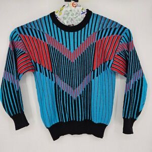 Vintage Nils Sweater Mens Medium‎ Wool Blend Long Sleeve Blue Striped Knit